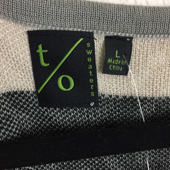 NWT T/O sweater dress gray black tan white Large - Picture 7 of 8